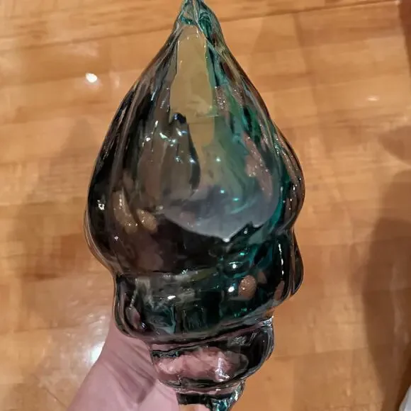 Hand blown Glass Seashell teal green with gold accents New - Picture 5 of 7